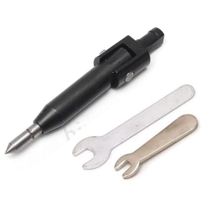 Black tattoo machine pen with accessories on a white background