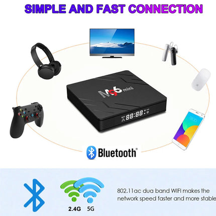 Black electronic device with connectivity symbols on a white background