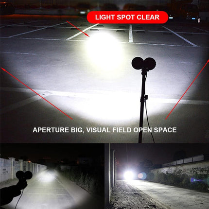 Lighting setup with a spotlight on a concrete surface at night.