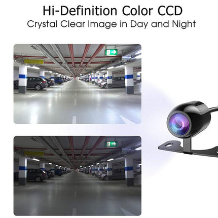 Car parking camera with clear image quality in a parking garage.