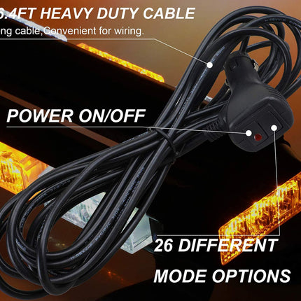 Black heavy-duty cable with power control for vehicle lights, labeled with features.