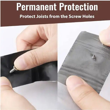 Product showing hands using a tool to protect screw holes on a surface with text 'Permanent Protection'.