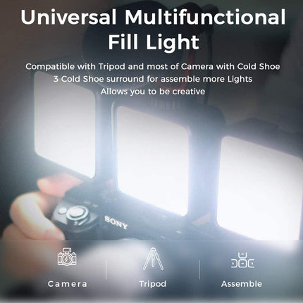 Universal multifunctional fill light with camera compatibility on a dark background
