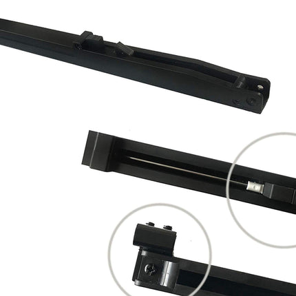 Two black metal brackets on a white background