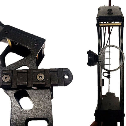 Close-up of a crossbow mechanism on a white background