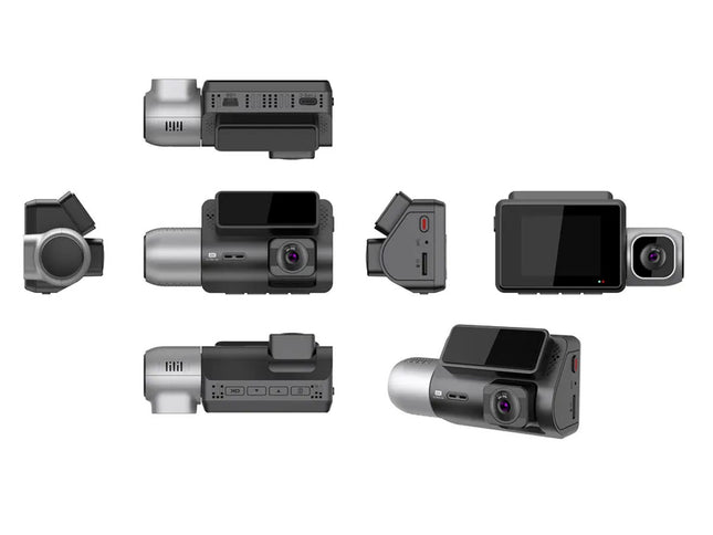Collection of various car dash cameras on a white background