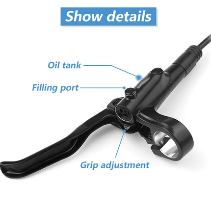 Black brake lever with labeled parts on a white background