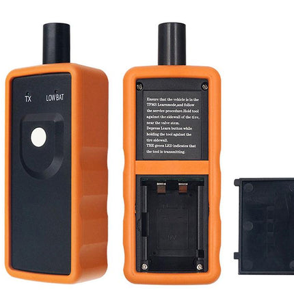 Two orange electronic devices with black components on a white background