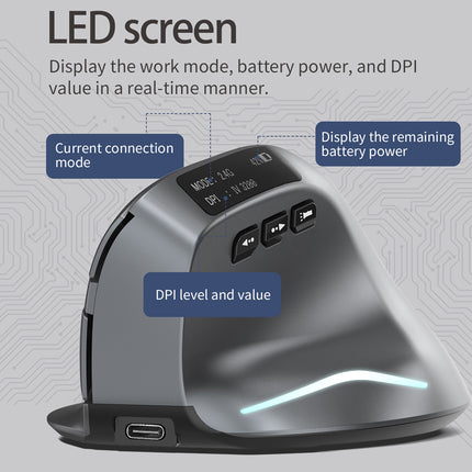 Gray electronic device with LED screen on a gray background