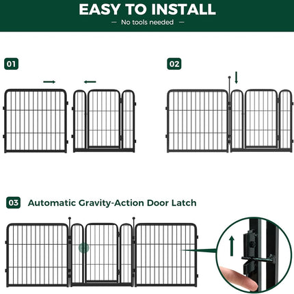 Diagram of a pet fence installation process with text indicating ease of installation.
