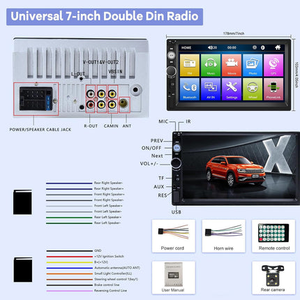 Car Stereo 2 DIN Bluetooth + Camera