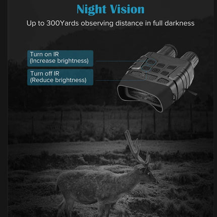 Night vision device with deer in the background, highlighting its capabilities.