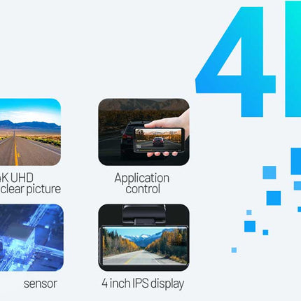 Advertisement for a 4K display with features like 4K UHD, application control, sensor, and 4-inch IPS display.