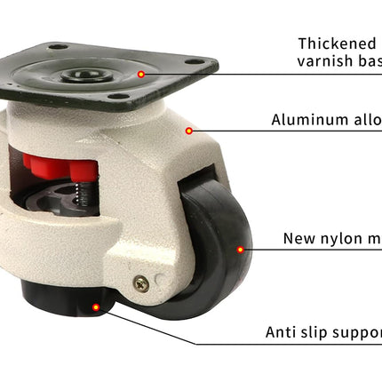 Caster wheel with labeled components on a white background