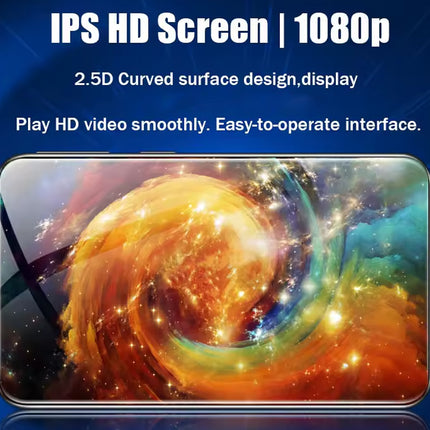 Smartphone with IPS HD screen 1080p display on a blue background