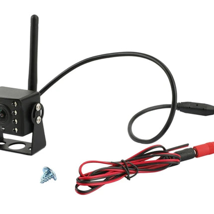 Camera system with antenna and wiring on a white background