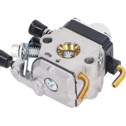 Mechanical component with gold and black details on a white background