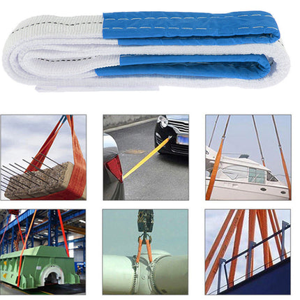 White and blue strap with applications shown on a white background