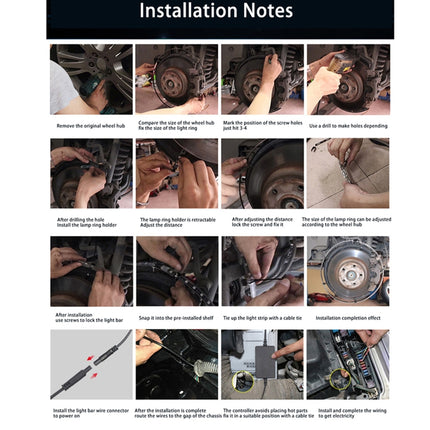 15.5" LED Wheel Ring Lights - Bluetooth RGB Car Underglow Kit | App Controlled, Music Sync, IP68 Waterproof, 4-Piece Set