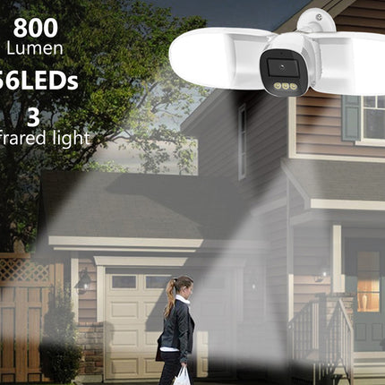 Outdoor security light with 800 lumen and 56 LEDs on a house exterior.