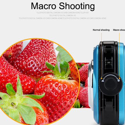 Camera lens with macro feature showing close-up of strawberries
