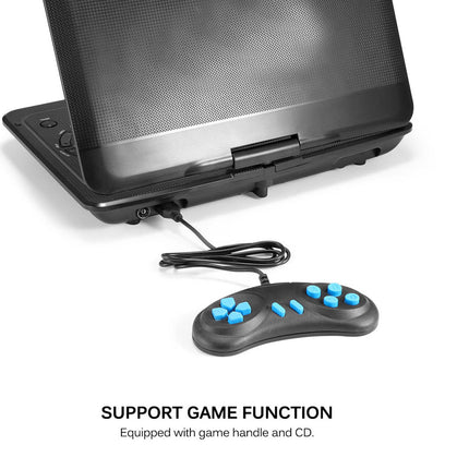 Gaming console with screen and game handle on a white background