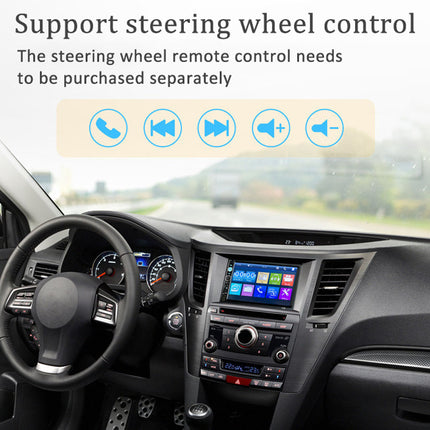 Car interior with steering wheel remote control feature highlighted