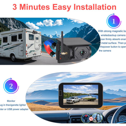 Solar Wireless Reversing Camera 2 Cams 1080P | NZ Sale