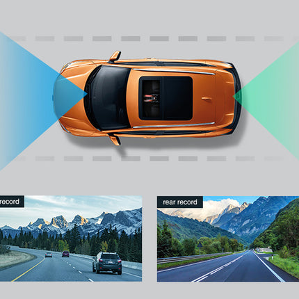 Orange car with front and rear record indicators on a gray background