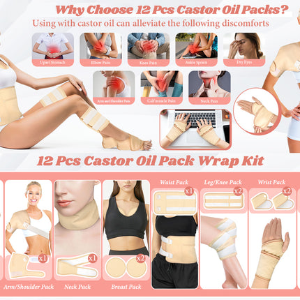 12Pcs Castor Oil Wrap Kit | NZ Sale