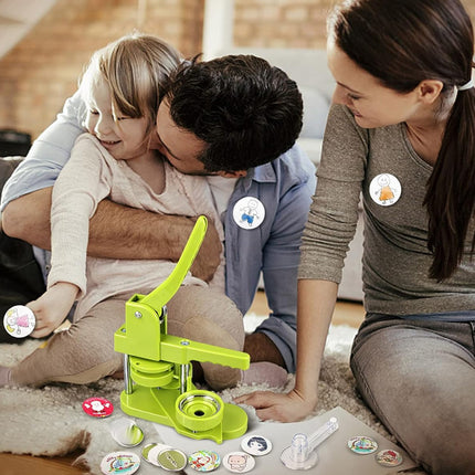 Family playing with a green toy on the floor