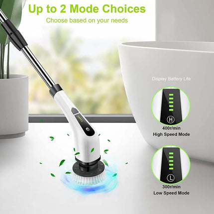 Cleaning tool with modes displayed on a white surface