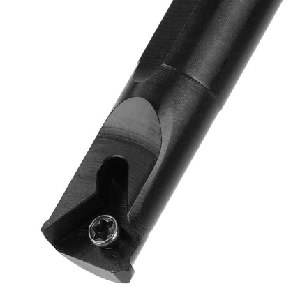 Close-up of a black metal cylindrical tool on a white background