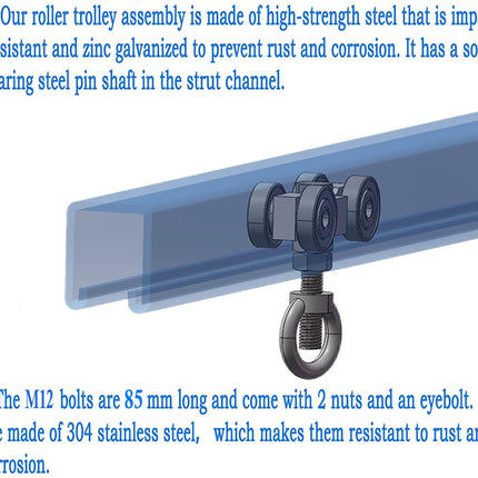 4 Wheel Unistrut Trolley Rollers | NZ Sale