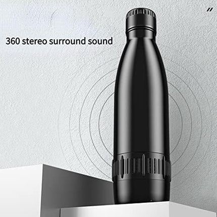 Bluetooth Speaker Water Bottle 500ml Stainless Steel Vacuum Insulated Thermal Flask 24 Hour Hot Cold Bottle with Wireless Speaker Black