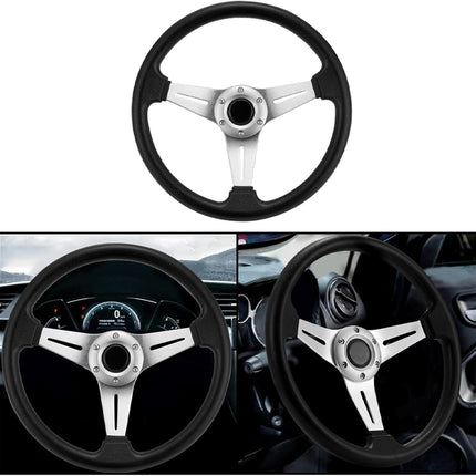 Steering wheel with close-up views on a white background
