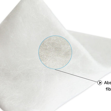 Close-up of a fabric with an absorbent fiber highlighted on a white background
