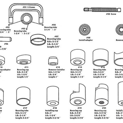 Illustration of plumbing parts and components on a white background