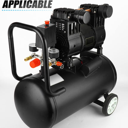 Black air compressor on a white background with 'APPLICABLE' text above.
