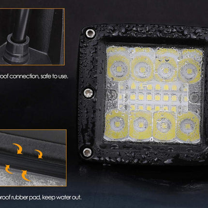 LED light module with waterproof connection and rubber pad on a dark background