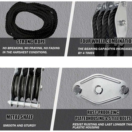 Block And Tackle Pulley 20m Rope | NZ Sale