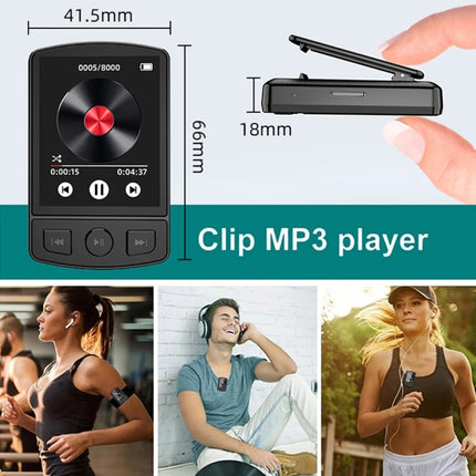T6 Bluetooth MP3 Player New 32GB with 1.8" TFT Touch Screen, FM Radio, HD Voice Recording, Pedometer, Bluetooth v5.3, Clip-On Design