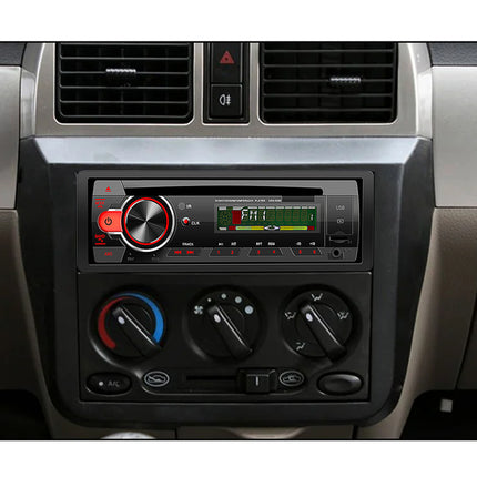 Car dashboard with radio and climate control knobs