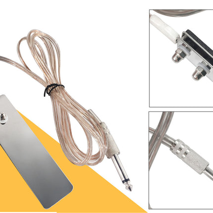 Electrical connector with cable on a yellow and white background