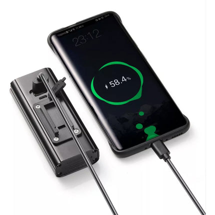 Smartphone with charging cable and device on a white background
