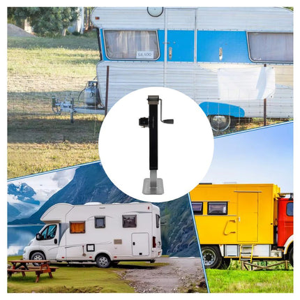Black metal bracket with a scenic background of RVs and nature.