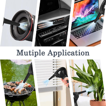 Collage of a handheld device being used on various items with text 'Multiple Applications'.