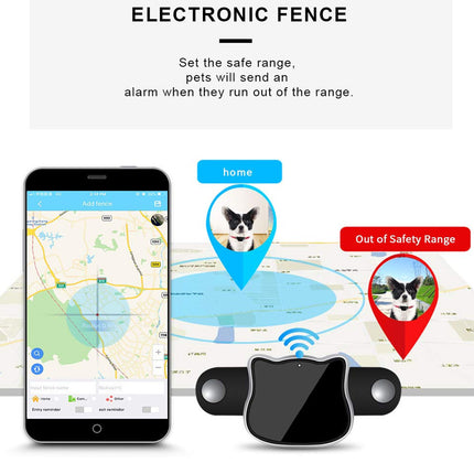 Electronic pet fence system with smartphone app and device on a white background