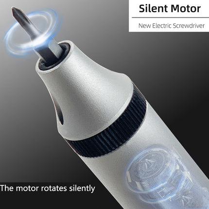 New electric screwdriver with a silent motor on a gray background