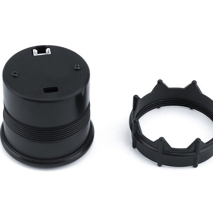 Two black metal components on a white background